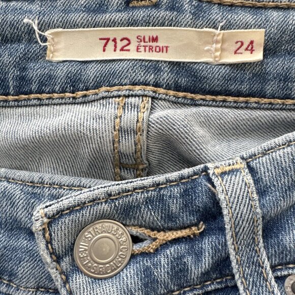 LEVIS Vintage 712 Slim Blue Light Washed Mid Rise Denim Jeans Women's Size 24 - Picture 8 of 10